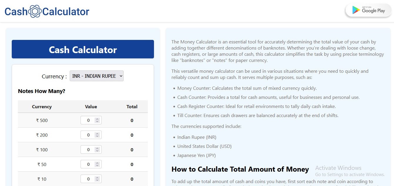 Cash Calculator
